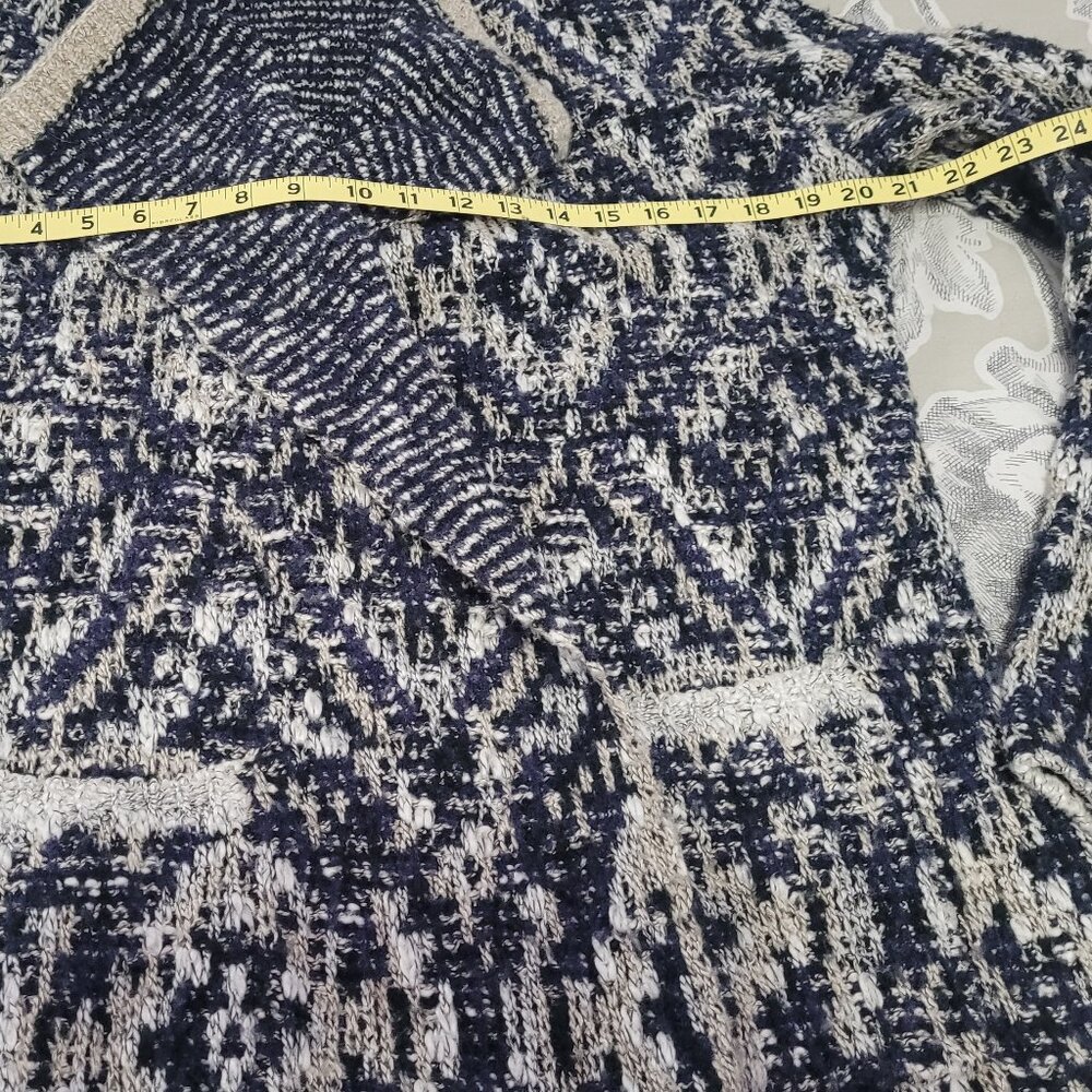 Lucky Brand Long Blue/Grey Open Cotton/Wool Blend Cardigan Size Medium EUC - Picture 6 of 7